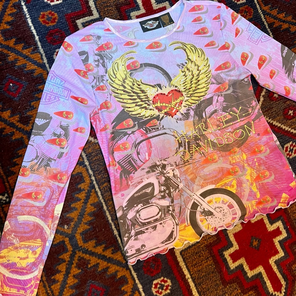 Y2K Harley Davidson Mesh Shirt